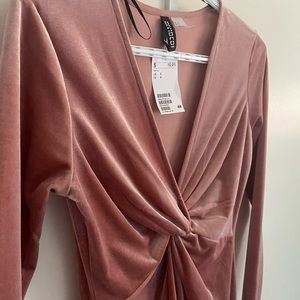 Pink velvet bodycon dress